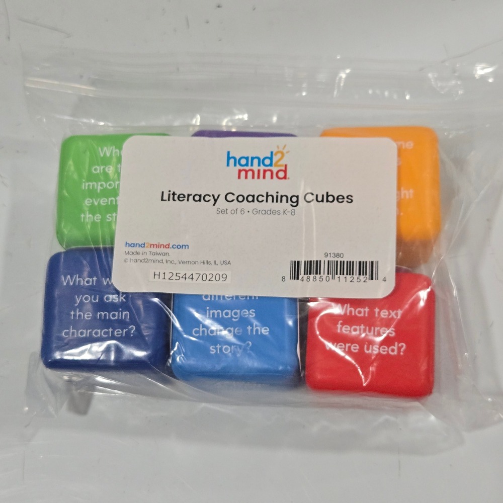 Hand2Mind Literacy Coaching Cubes Set of 6 Grades K-8 Reading 91380